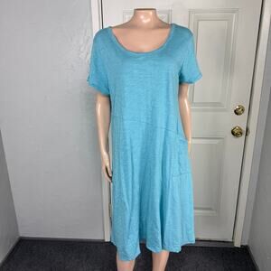 Habitat Women's Dress Large Cotton Shift Pockets Short sleeve Scoop neck Y4-29